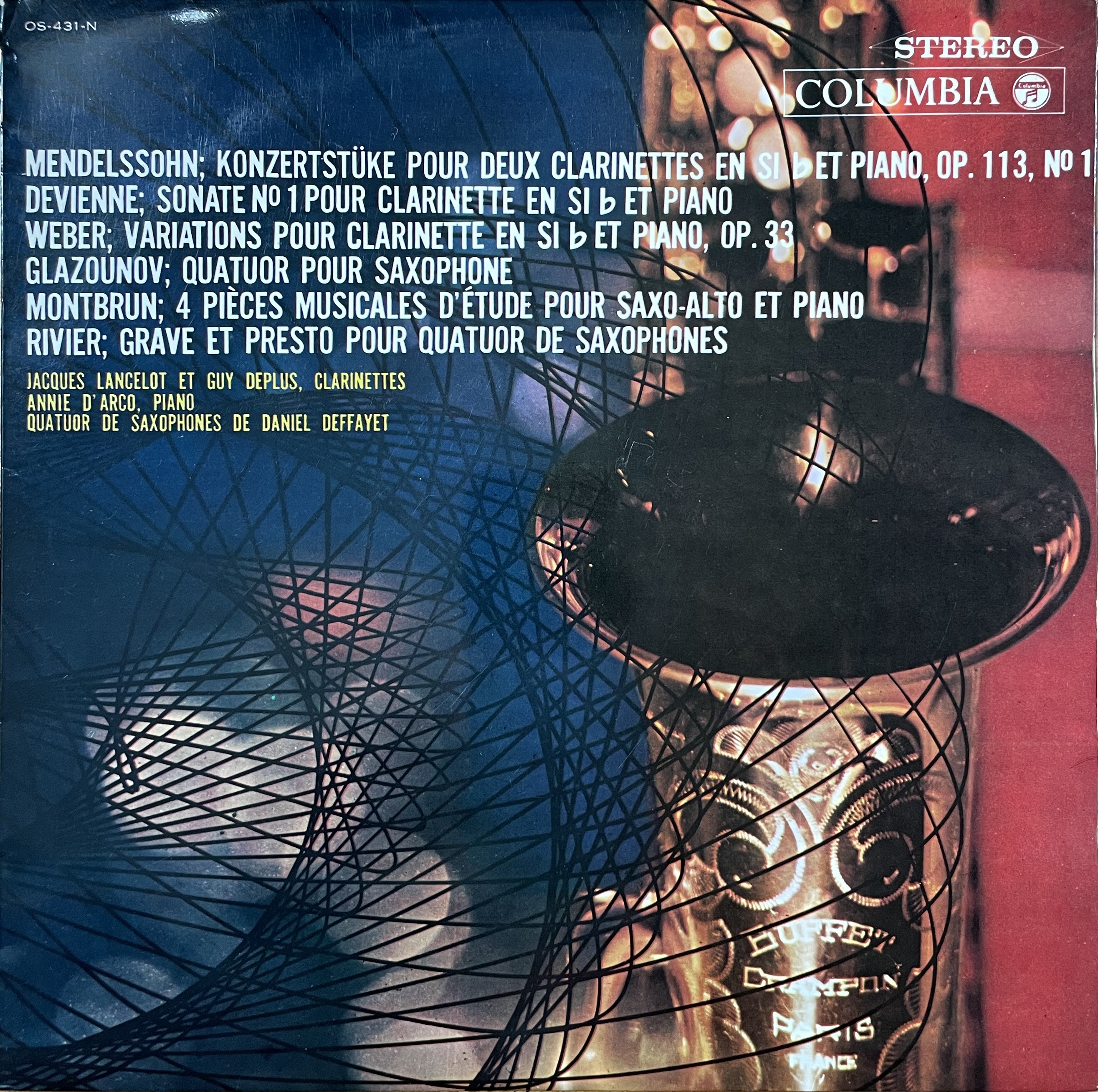 Daniel Deffayet, Quatuors de Saxophone Deffayet – Works by Gallois-Montbrun, Glazounov, and River (Columbia) album cover